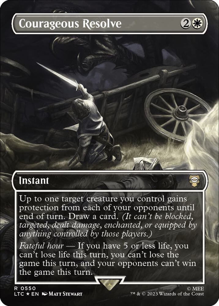 Courageous Resolve (Borderless) (Surge Foil) [Commander: The Lord of the Rings: Tales of Middle-earth] 550
