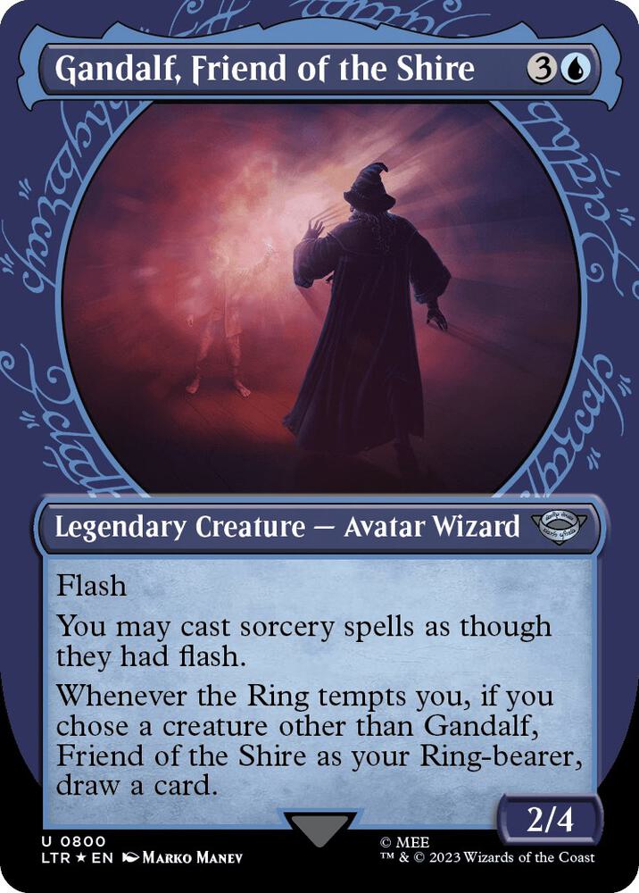 Gandalf, Friend of the Shire (Showcase) (Surge Foil) [Universes Beyond: The Lord of the Rings: Tales of Middle-earth] 800