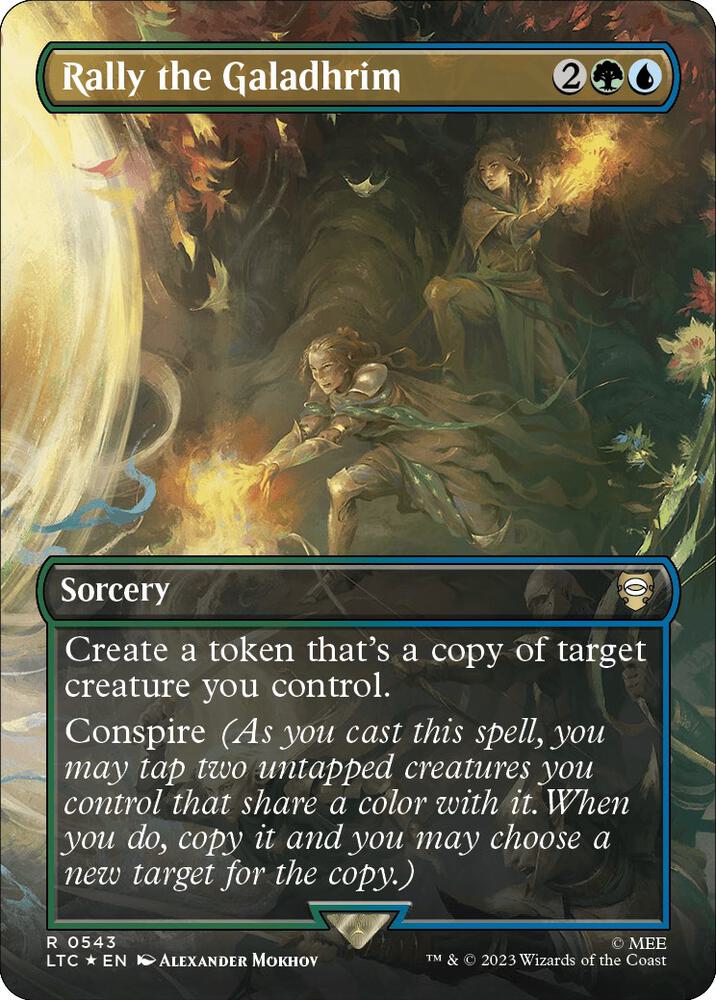 Rally the Galadhrim (Borderless) (Surge Foil) [Commander: The Lord of the Rings: Tales of Middle-earth] 543