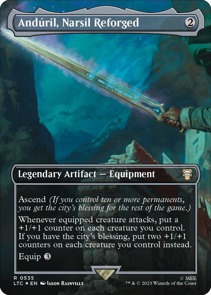 Anduril, Narsil Reforged (Borderless) (Surge Foil) [Commander: The Lord of the Rings: Tales of Middle-earth] 535