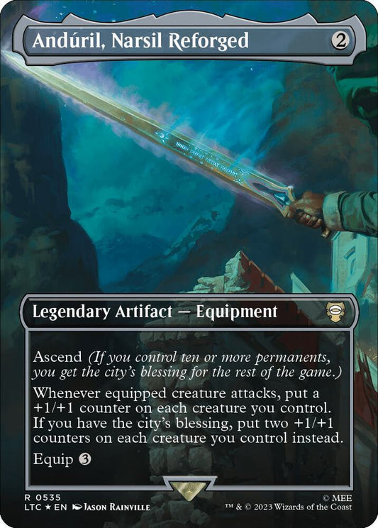 Anduril, Narsil Reforged (Borderless) (Surge Foil) [Commander: The Lord of the Rings: Tales of Middle-earth] 535