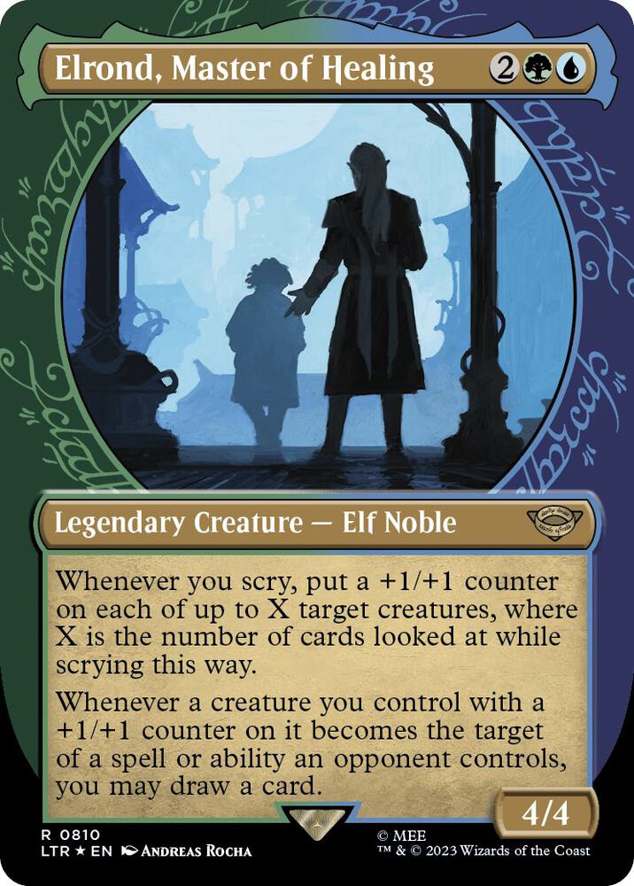 Elrond, Master of Healing (Showcase) (Surge Foil) [Universes Beyond: The Lord of the Rings: Tales of Middle-earth] 810