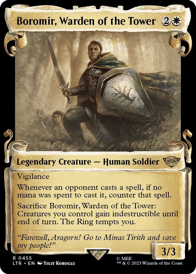 Boromir, Warden of the Tower (Showcase Scrolls) [Universes Beyond: The Lord of the Rings: Tales of Middle-earth] 455