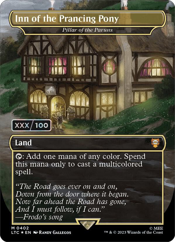 Inn of the Prancing Pony - Pillar of the Paruns (Borderless) (Serial Numbered) [Commander: The Lord of the Rings: Tales of Middle-earth] 402