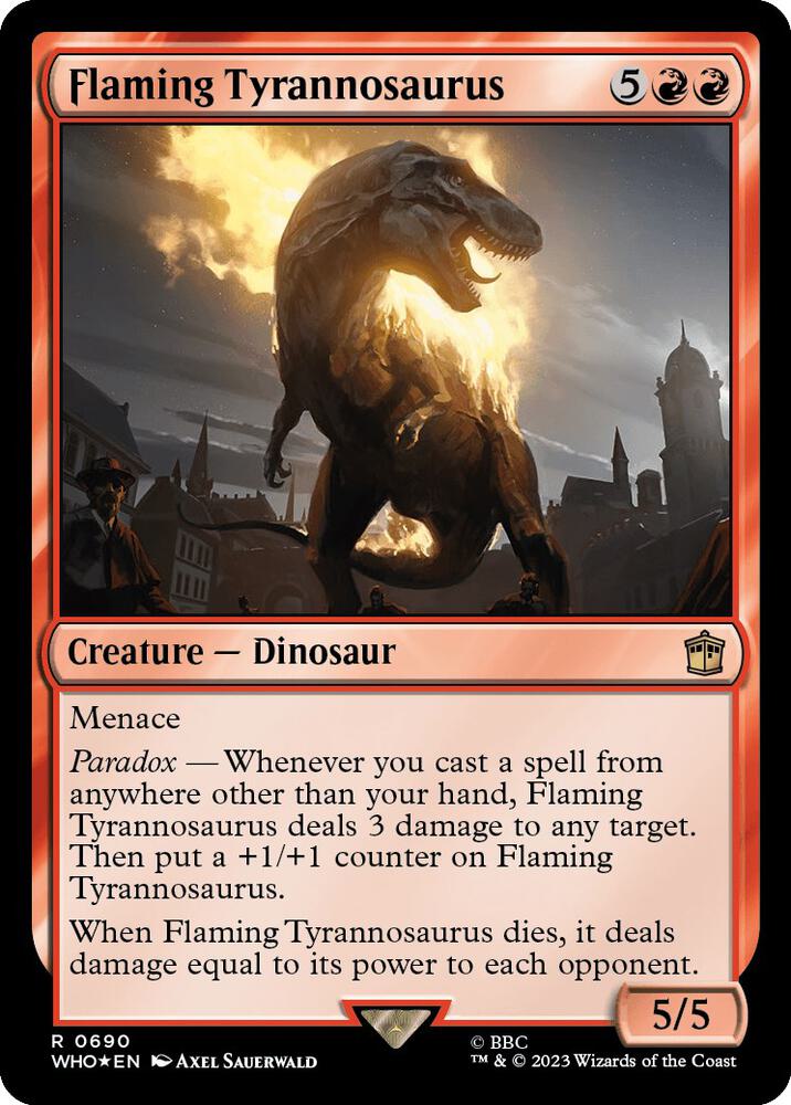 Flaming Tyrannosaurus (Surge Foil) [Universes Beyond: Doctor Who] 690
