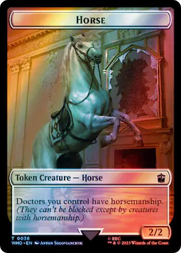 Horse // Clue (0053) Double-Sided Token (Surge Foil) [Universes Beyond: Doctor Who] 36 // 53