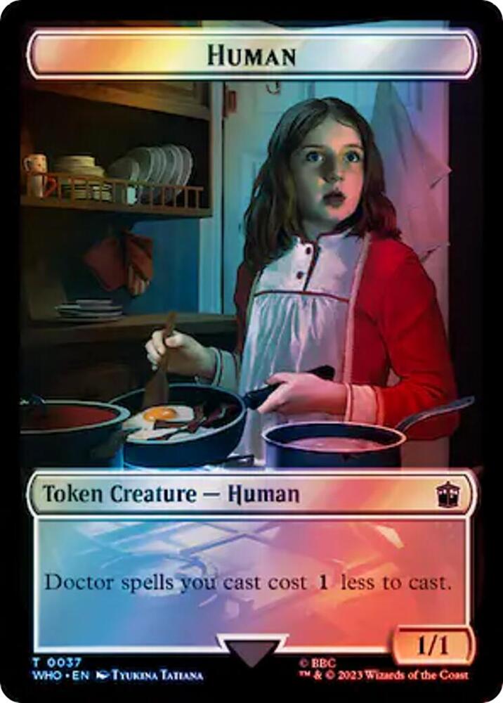 Human (0037) // Dinosaur Double-Sided Token (Surge Foil) [Universes Beyond: Doctor Who] 37 // 52