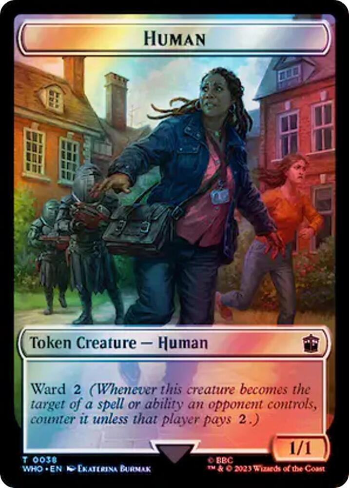 Human (0038) // Food (0058) Double-Sided Token (Surge Foil) [Universes Beyond: Doctor Who] 38 // 58