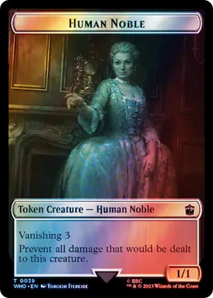 Human Noble // Beast Double-Sided Token (Surge Foil) [Universes Beyond: Doctor Who] 39 // 49