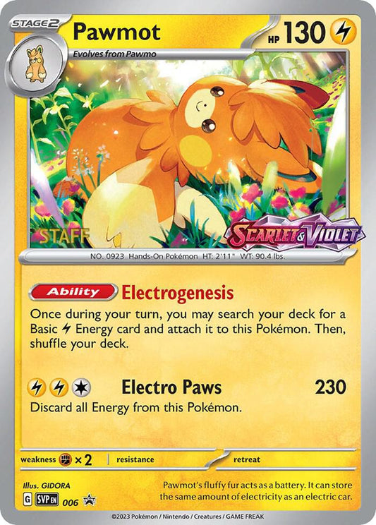Pawmot - 006 (Prerelease) [Staff] [SV: Scarlet & Violet Promo Cards] 006