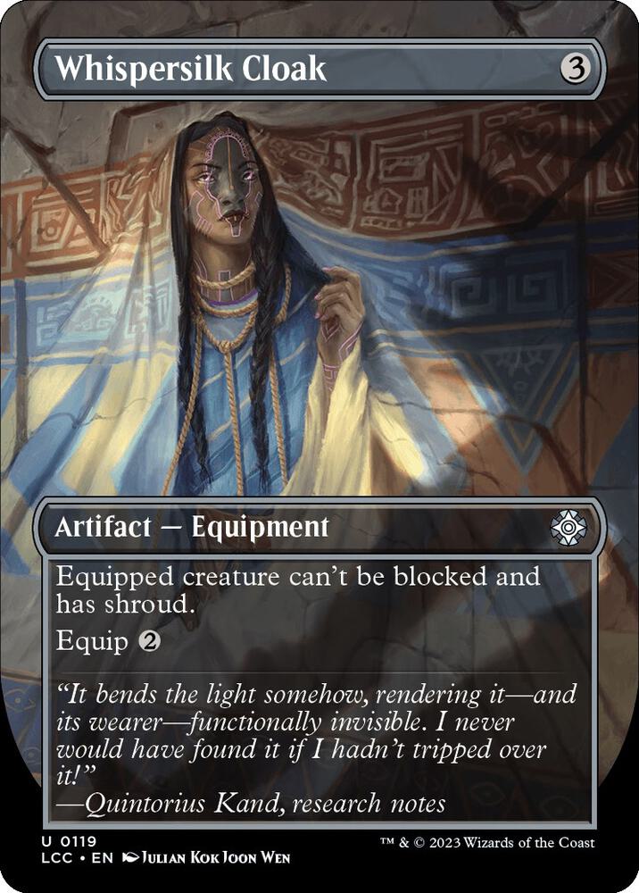 Whispersilk Cloak (Borderless) [Commander: The Lost Caverns of Ixalan] 119