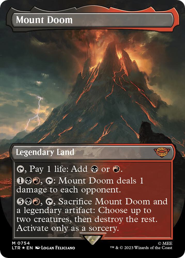 Mount Doom (Borderless) (Surge Foil) [Universes Beyond: The Lord of the Rings: Tales of Middle-earth] 754