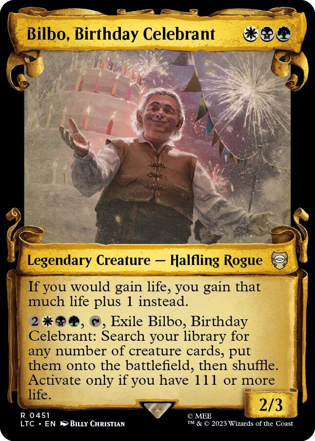 Bilbo, Birthday Celebrant (Showcase Scrolls) [Commander: The Lord of the Rings: Tales of Middle-earth] 451