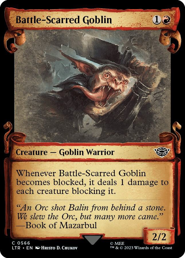 Battle-Scarred Goblin (Showcase Scrolls) [Universes Beyond: The Lord of the Rings: Tales of Middle-earth] 566