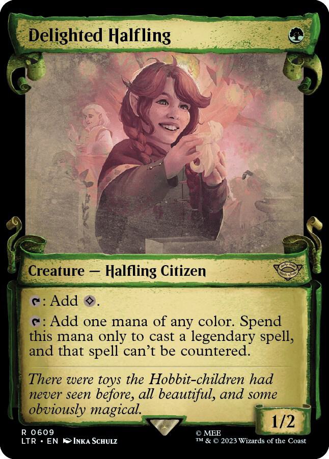 Delighted Halfling (Showcase Scrolls) [Universes Beyond: The Lord of the Rings: Tales of Middle-earth] 609