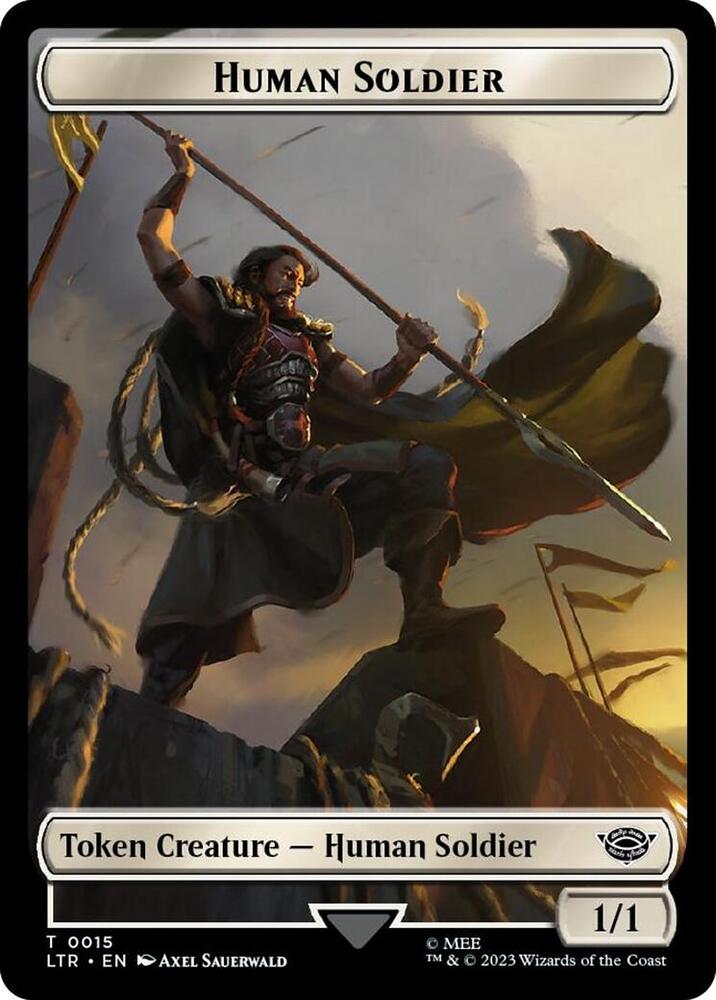 Human Soldier (0015) // Food (0022) Double-Sided Token (Surge Foil) [Universes Beyond: The Lord of the Rings: Tales of Middle-earth] 15 // 22