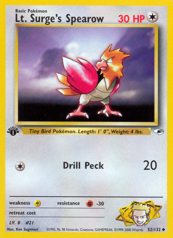 Lt. Surge's Spearow - 52/132 Gym Heroes