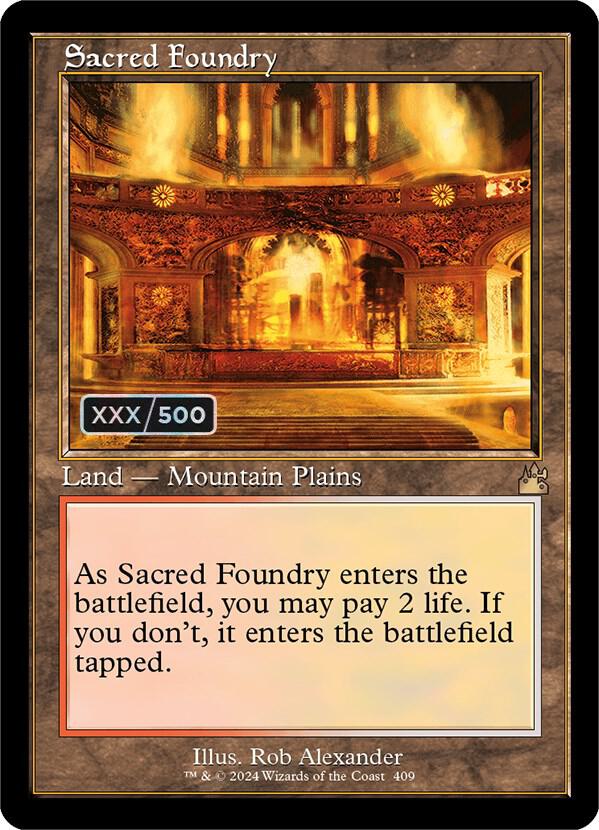 Sacred Foundry (Retro Frame) (Serial Numbered) [Ravnica Remastered] 409