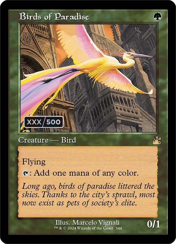 Birds of Paradise (Retro Frame) (Serial Numbered) [Ravnica Remastered] 344