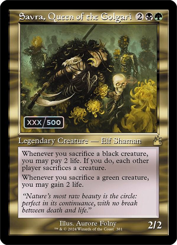 Savra, Queen of the Golgari (Retro Frame) (Serial Numbered) [Ravnica Remastered] 381