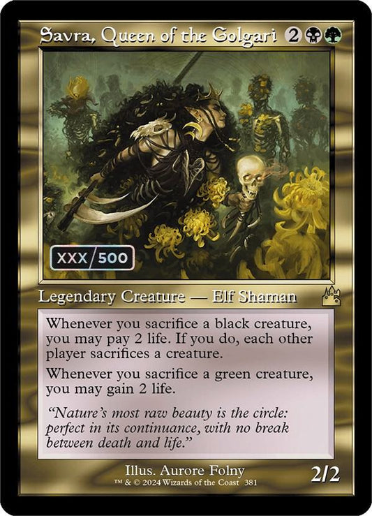 Savra, Queen of the Golgari (Retro Frame) (Serial Numbered) [Ravnica Remastered] 381