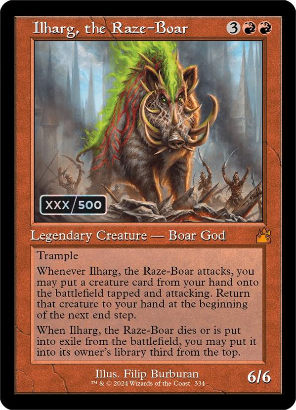 Ilharg, the Raze-Boar (Retro Frame) (Serial Numbered) [Ravnica Remastered] 334