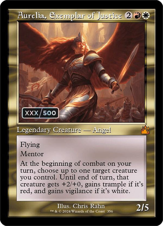 Aurelia, Exemplar of Justice (Retro Frame) (Serial Numbered) [Ravnica Remastered] 356