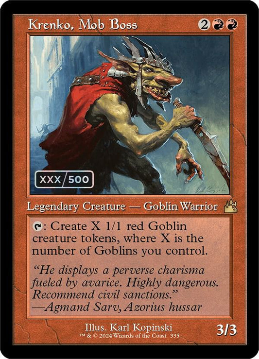 Krenko, Mob Boss (Retro Frame) (Serial Numbered) [Ravnica Remastered] 335