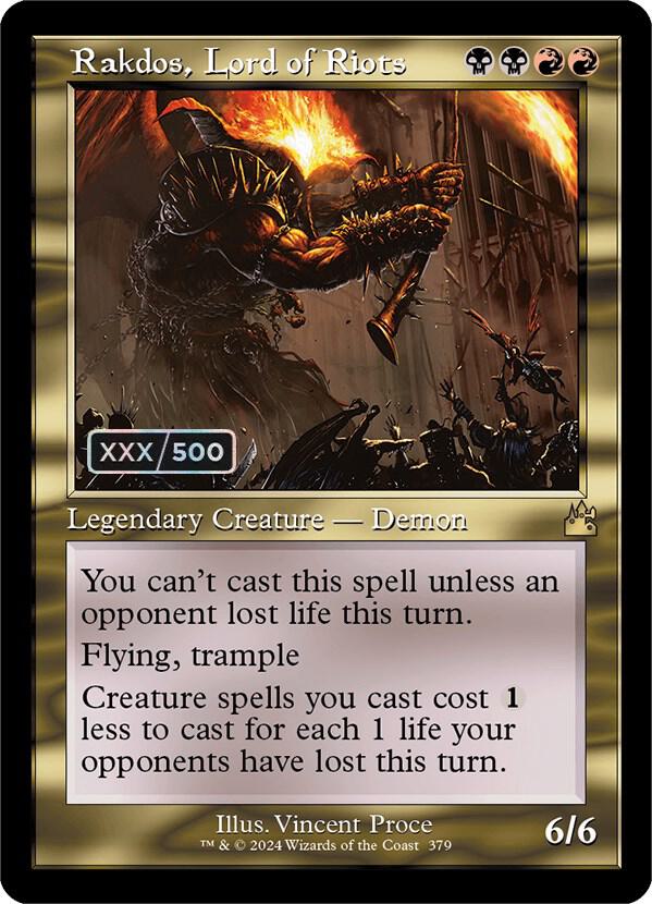 Rakdos, Lord of Riots (Retro Frame) (Serial Numbered) [Ravnica Remastered] 379