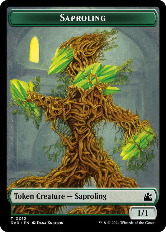 Saproling // Spirit (0004) Double-Sided Token [Ravnica Remastered] 12 // 4