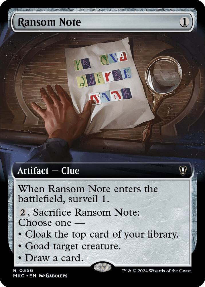 Ransom Note (0356) (Extended Art) [Commander: Murders at Karlov Manor] 356