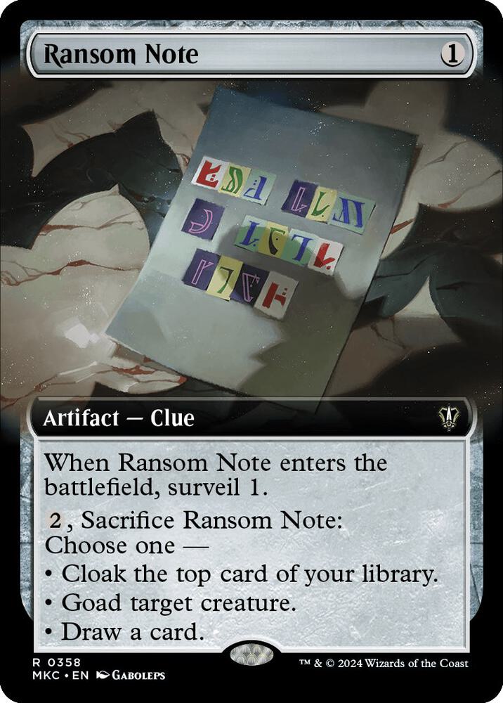 Ransom Note (0358) (Extended Art) [Commander: Murders at Karlov Manor] 358