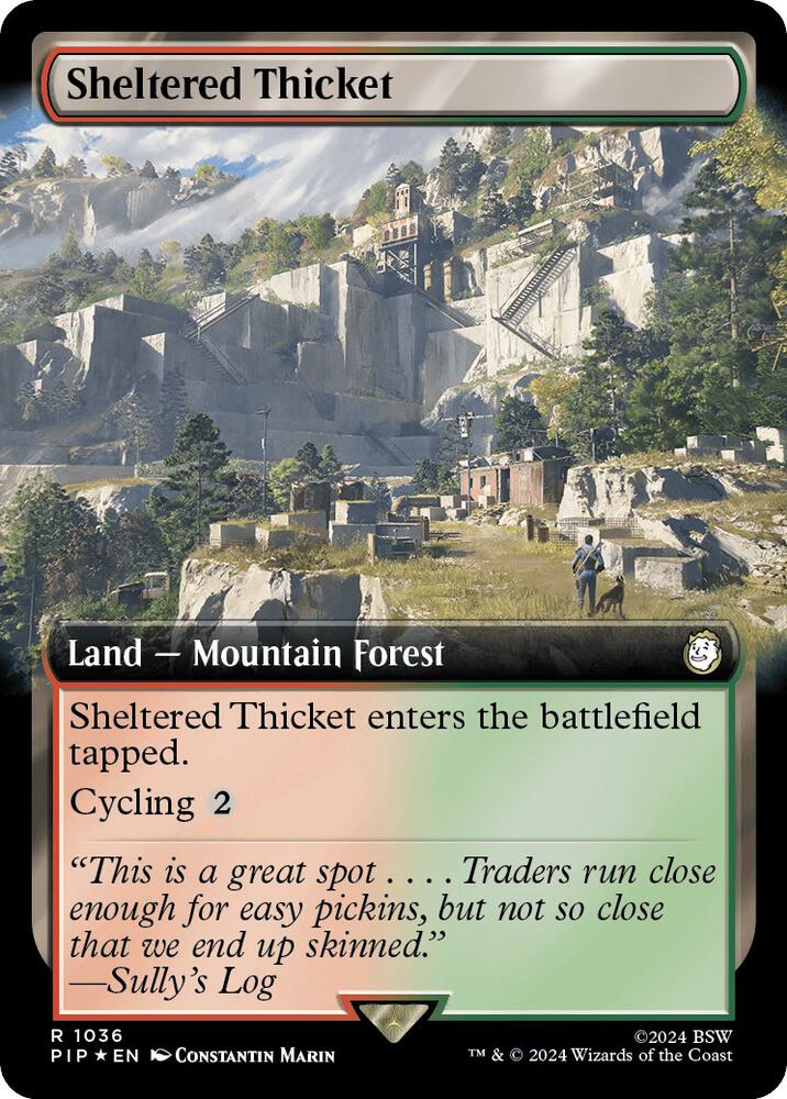 Sheltered Thicket (Extended Art) (Surge Foil) [Universes Beyond: Fallout] 1036