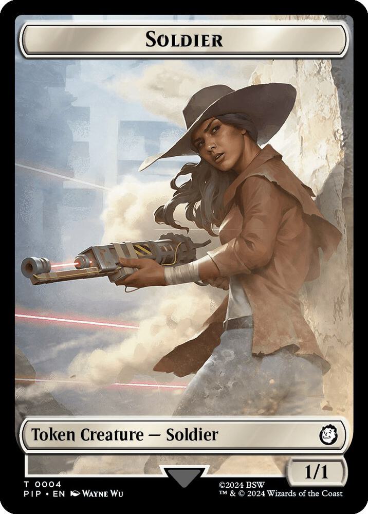 Soldier (0004) // Human Soldier Double-Sided Token [Universes Beyond: Fallout] 4 // 3