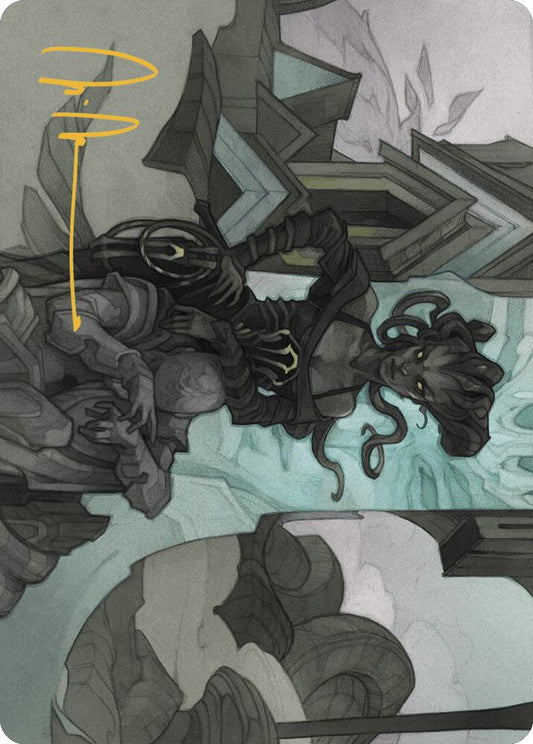 Vraska Joins Up Art Card (Gold-Stamped Signature) [Art Series: Outlaws of Thunder Junction] 34