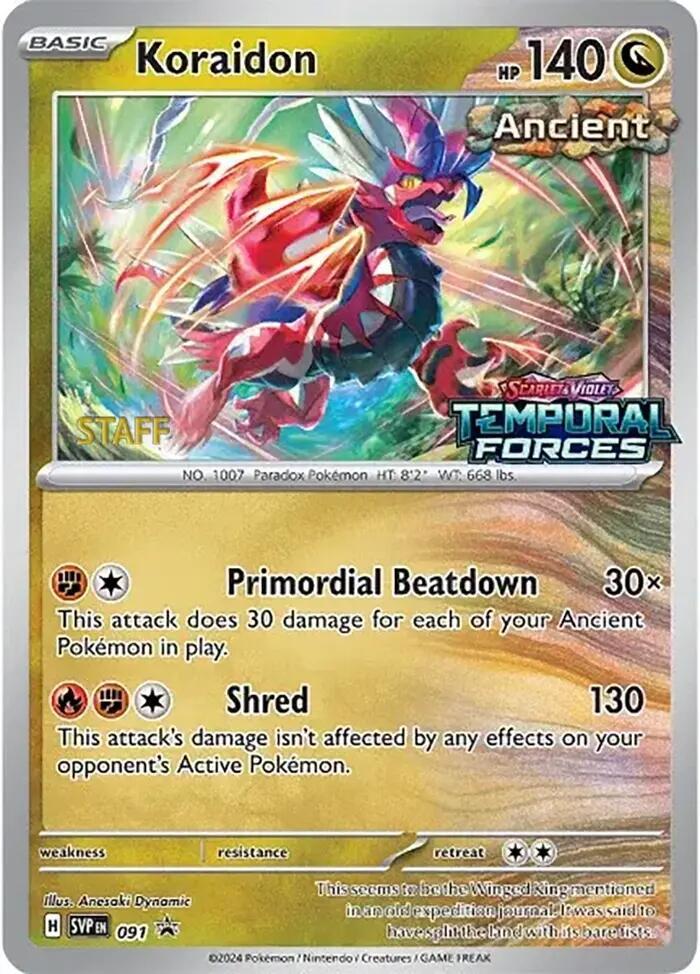 Koraidon - 091 (Prerelease) [Staff] [SV: Scarlet & Violet Promo Cards] 091