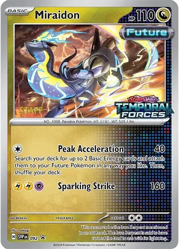 Miraidon - 092 (Prerelease) [Staff] [SV: Scarlet & Violet Promo Cards] 092
