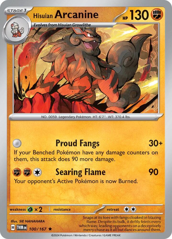 Hisuian Arcanine [SV06: Twilight Masquerade] 100/167