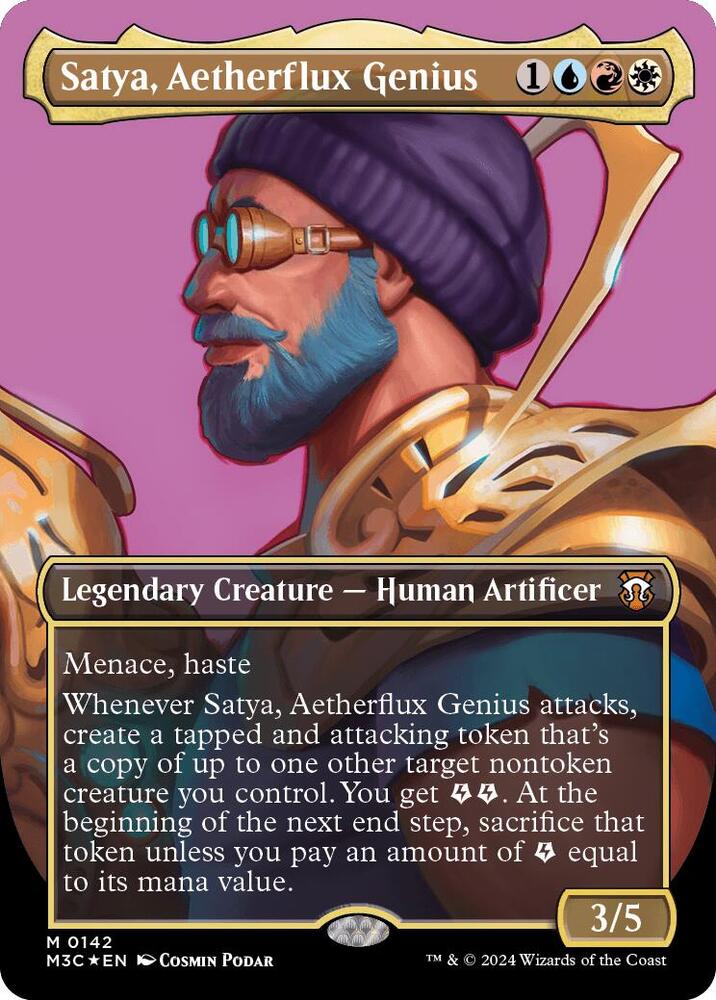 Satya, Aetherflux Genius (Borderless) (Ripple Foil) [Commander: Modern Horizons 3] 142