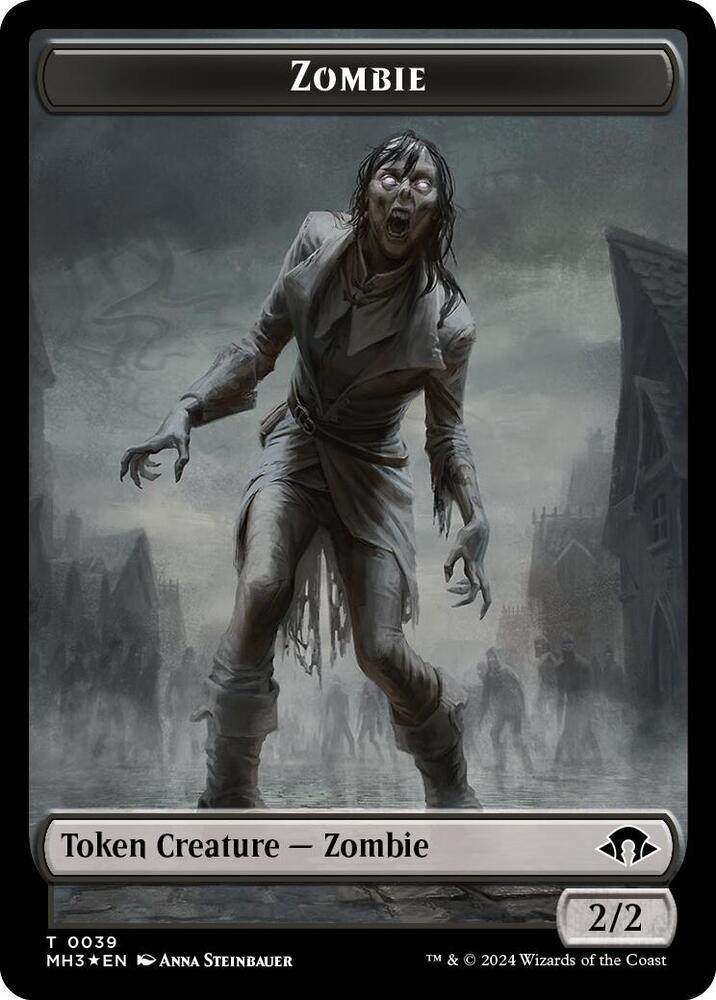 Zombie (Ripple Foil) // Elephant Double-Sided Token [Commander: Modern Horizons 3] 39 // 18