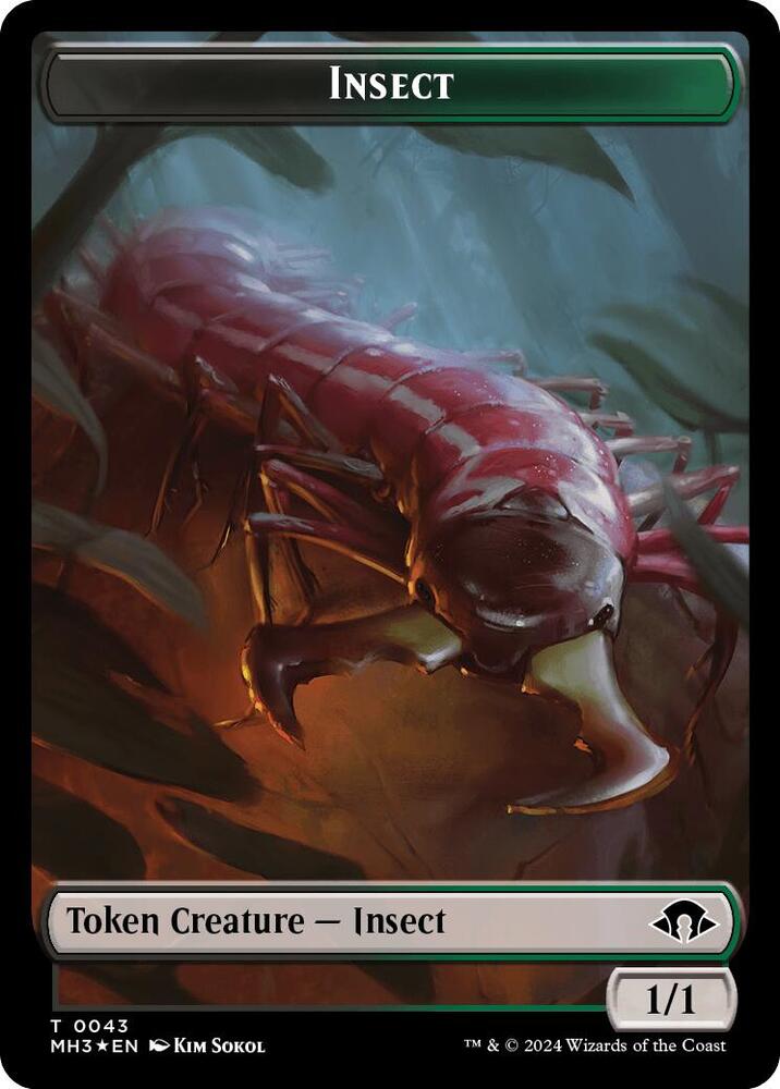 Insect (0043) (Ripple Foil) // Zombie Double-Sided Token [Modern Horizons 3] 43 // 21