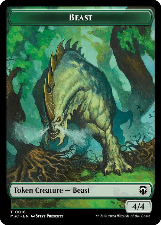 Beast (0016) (Ripple Foil) // Copy Double-Sided Token [Commander: Modern Horizons 3] 16 // 1