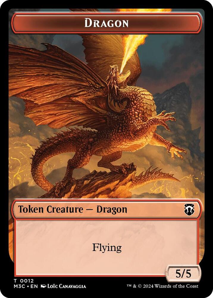 Dragon (Ripple Foil) // Treasure Double-Sided Token [Commander: Modern Horizons 3] 12 // 34