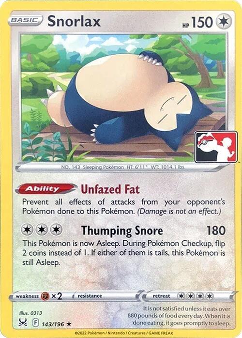 Snorlax - 143/196 [Prize Pack Series Cards] 143/196