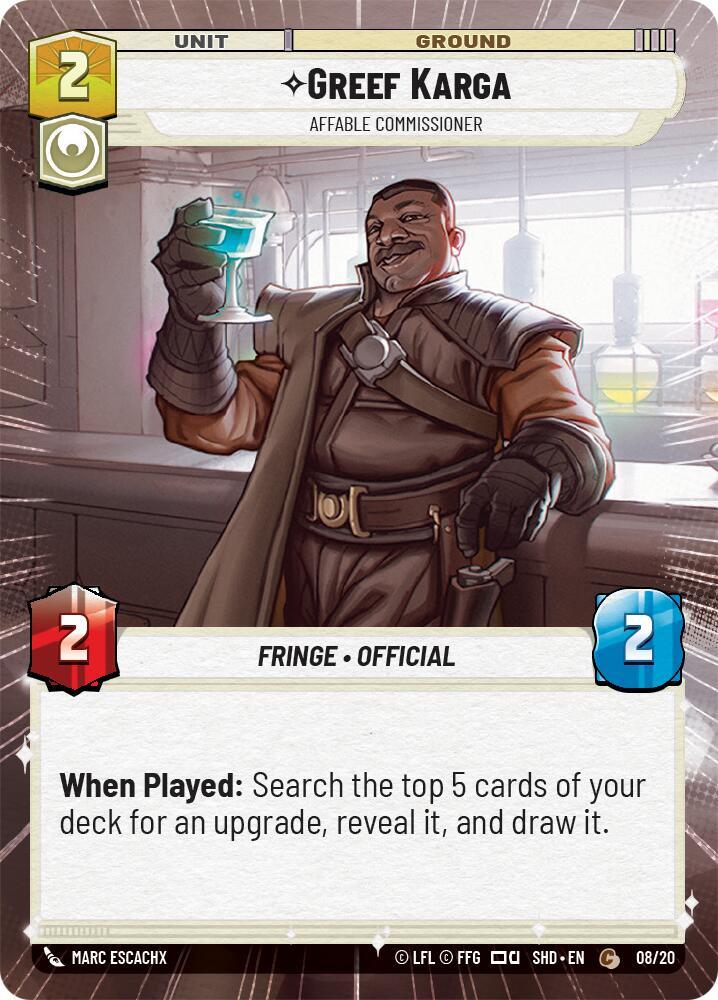Greef Karga - Affable Commissioner (Hyperspace) [Shadows of the Galaxy: Weekly Play Promos] 08/20