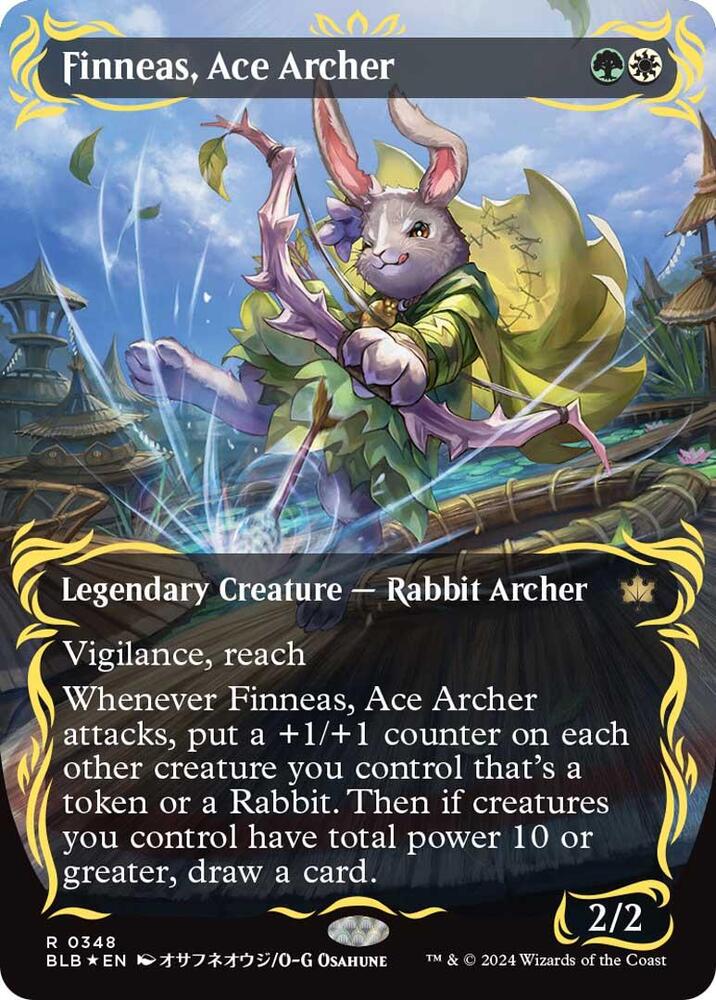 Finneas, Ace Archer (Borderless) (Raised Foil) [Bloomburrow] 348