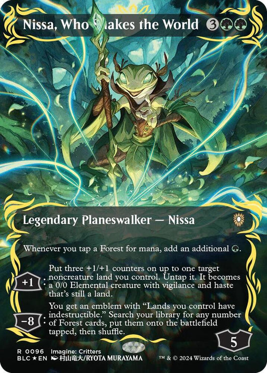 Nissa, Who Shakes the World (Borderless) (Raised Foil) [Commander: Bloomburrow] 96