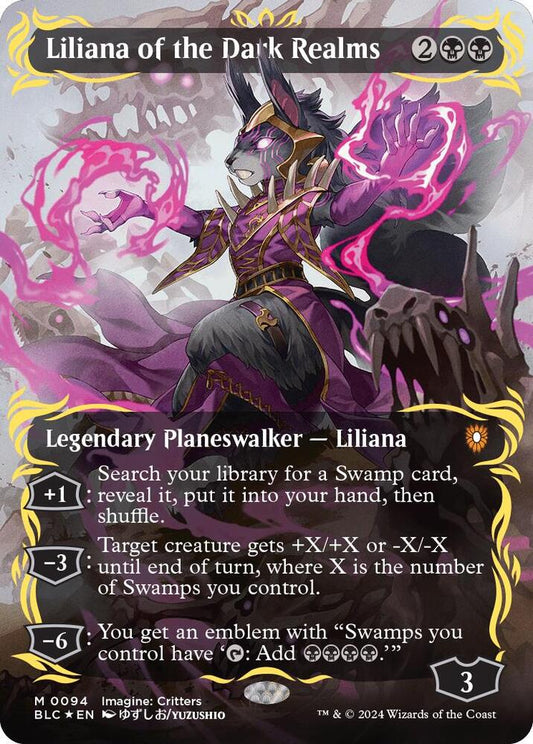 Liliana of the Dark Realms (Borderless) (Raised Foil) [Commander: Bloomburrow] 94