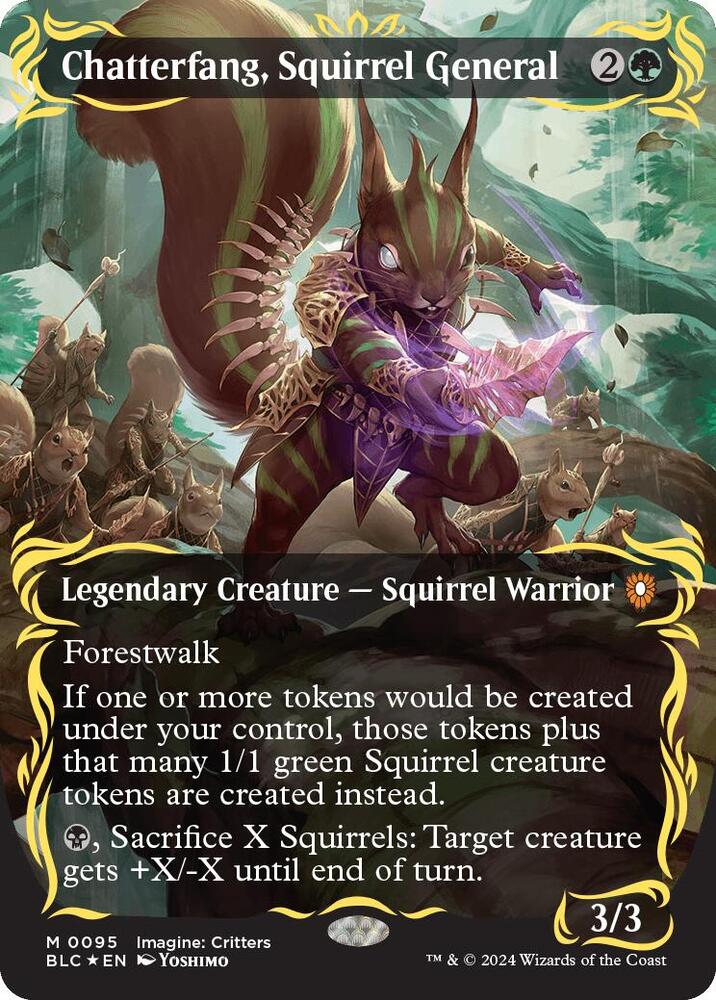 Chatterfang, Squirrel General (Borderless) (Raised Foil) [Commander: Bloomburrow] 95