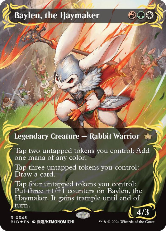 Baylen, the Haymaker (Borderless) (Raised Foil) [Bloomburrow] 345
